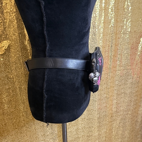 Ed Hardy Black Crossbody Bag with Pink and Red Accents - Picture 3 of 16